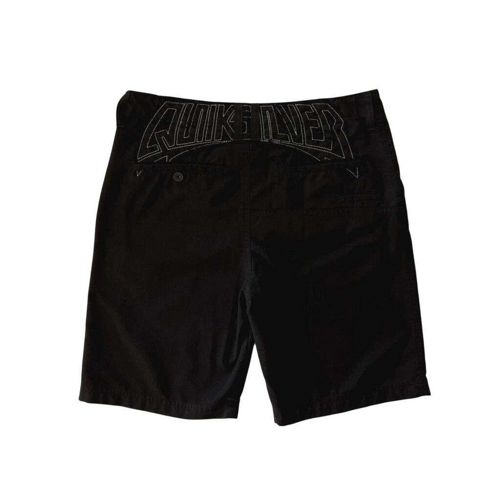 Quiksilver Black Boardshorts Mens Size 34 Embroidered Pockets Skater Bermuda Y2K